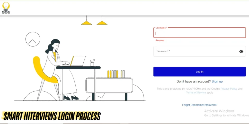 This emage showing a Smart Interviews Login Process