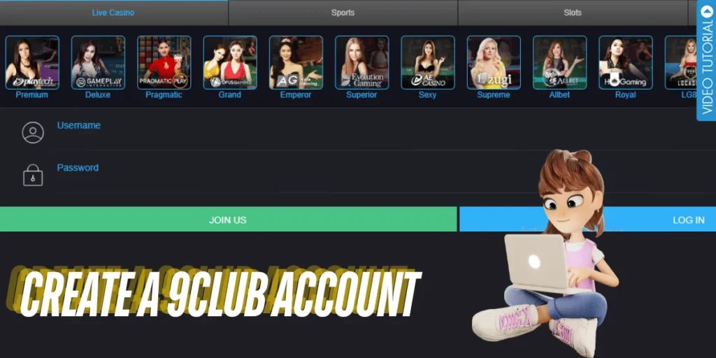 This emage showing a Create a 9club Account